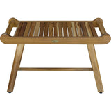 Rectangular Teak Shower Bench With Handles In Natural Finish - Homeroots - Flyclothing LLC