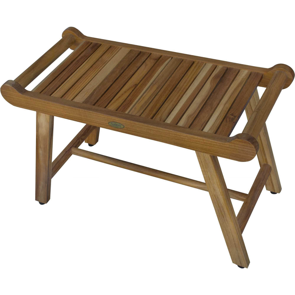 Rectangular Teak Shower Bench With Handles In Natural Finish - Homeroots - Flyclothing LLC