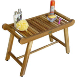 Rectangular Teak Shower Bench With Handles In Natural Finish - Homeroots - Flyclothing LLC
