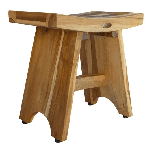 Compact Contemporary Teak Shower Stool In Natural Finish - Homeroots - Flyclothing LLC