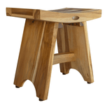 Compact Contemporary Teak Shower Stool In Natural Finish - Homeroots - Flyclothing LLC
