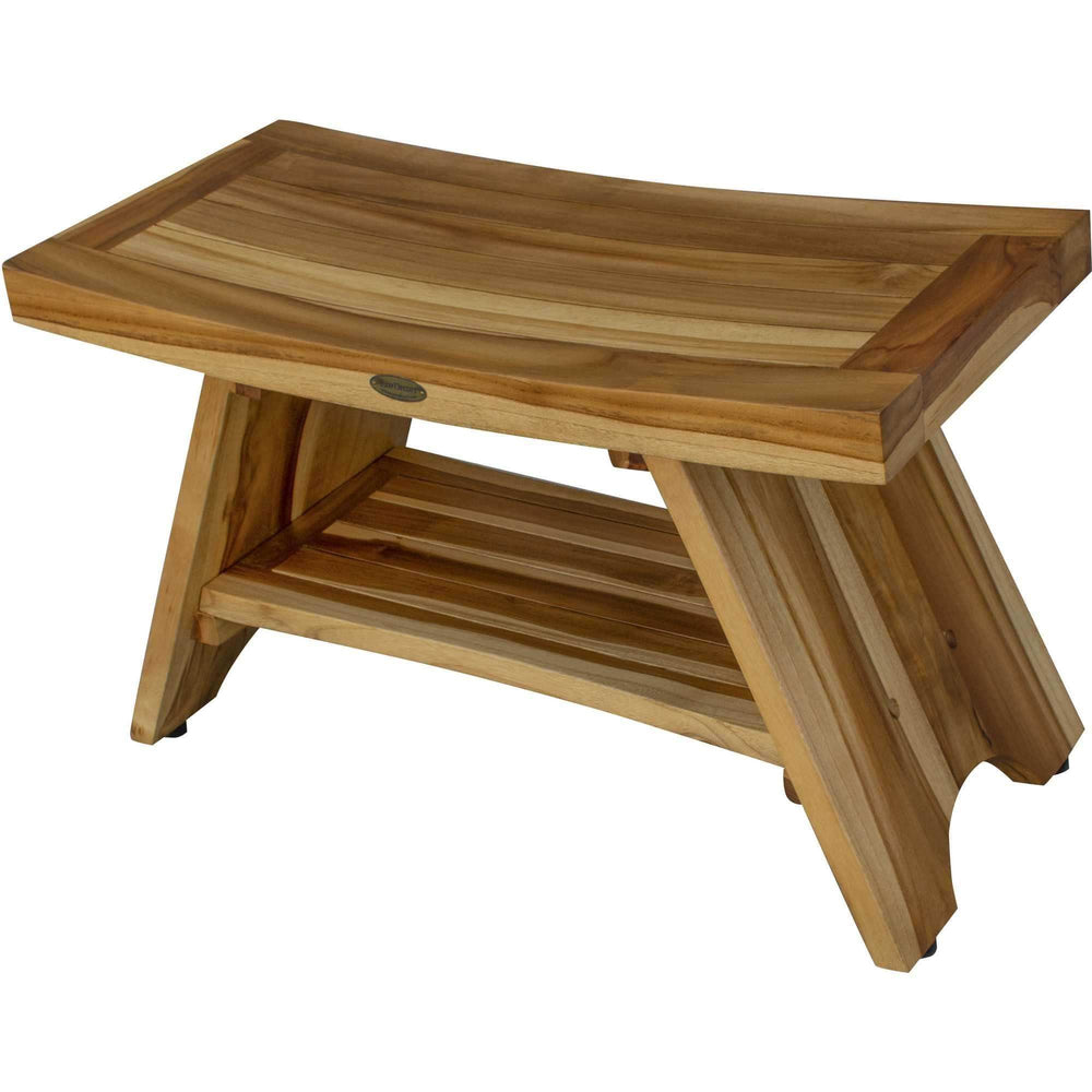 Rectangular Teak Shower Stool Or Bench With Shelf In Natural Finish - Homeroots - Flyclothing LLC