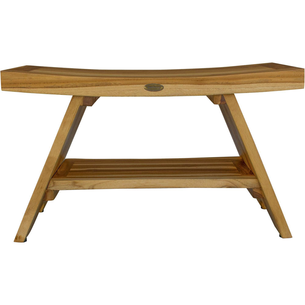 Rectangular Teak Shower Stool Or Bench With Shelf In Natural Finish - Homeroots - Flyclothing LLC