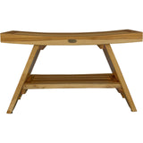 Rectangular Teak Shower Stool Or Bench With Shelf In Natural Finish - Homeroots - Flyclothing LLC