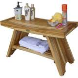 Rectangular Teak Shower Stool Or Bench With Shelf In Natural Finish - Homeroots - Flyclothing LLC