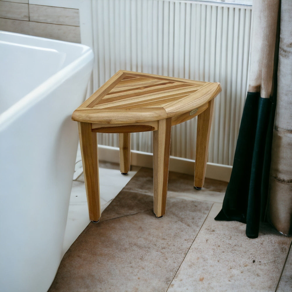 18" X 23" Natural Teak Corner Shower Bench - Homeroots - Flyclothing LLC