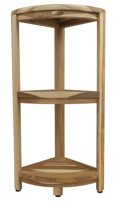 Compact Teak 3 Tier Corner Shower Outdoor Bench In Natural Finish - Homeroots - Flyclothing LLC
