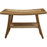 Contemporary Teak Shower Bench With Shelf In Natural Finish - Homeroots - Flyclothing LLC
