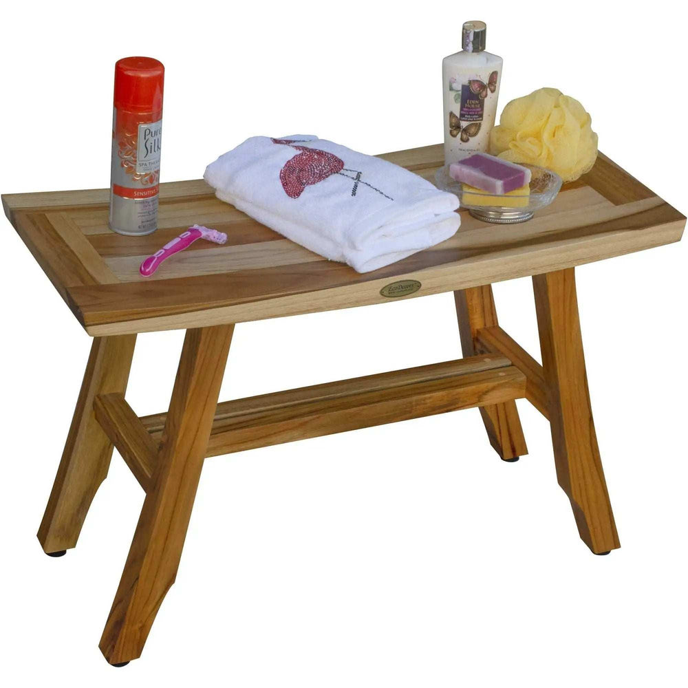 Contemporary Teak Shower Bench In Natural Finish - Homeroots - Flyclothing LLC