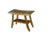 18" X 24" Natural Teak Rectangular Shower Bench With Shelf - Homeroots - Flyclothing LLC