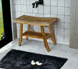 18" X 24" Natural Teak Rectangular Shower Bench With Shelf - Homeroots - Flyclothing LLC