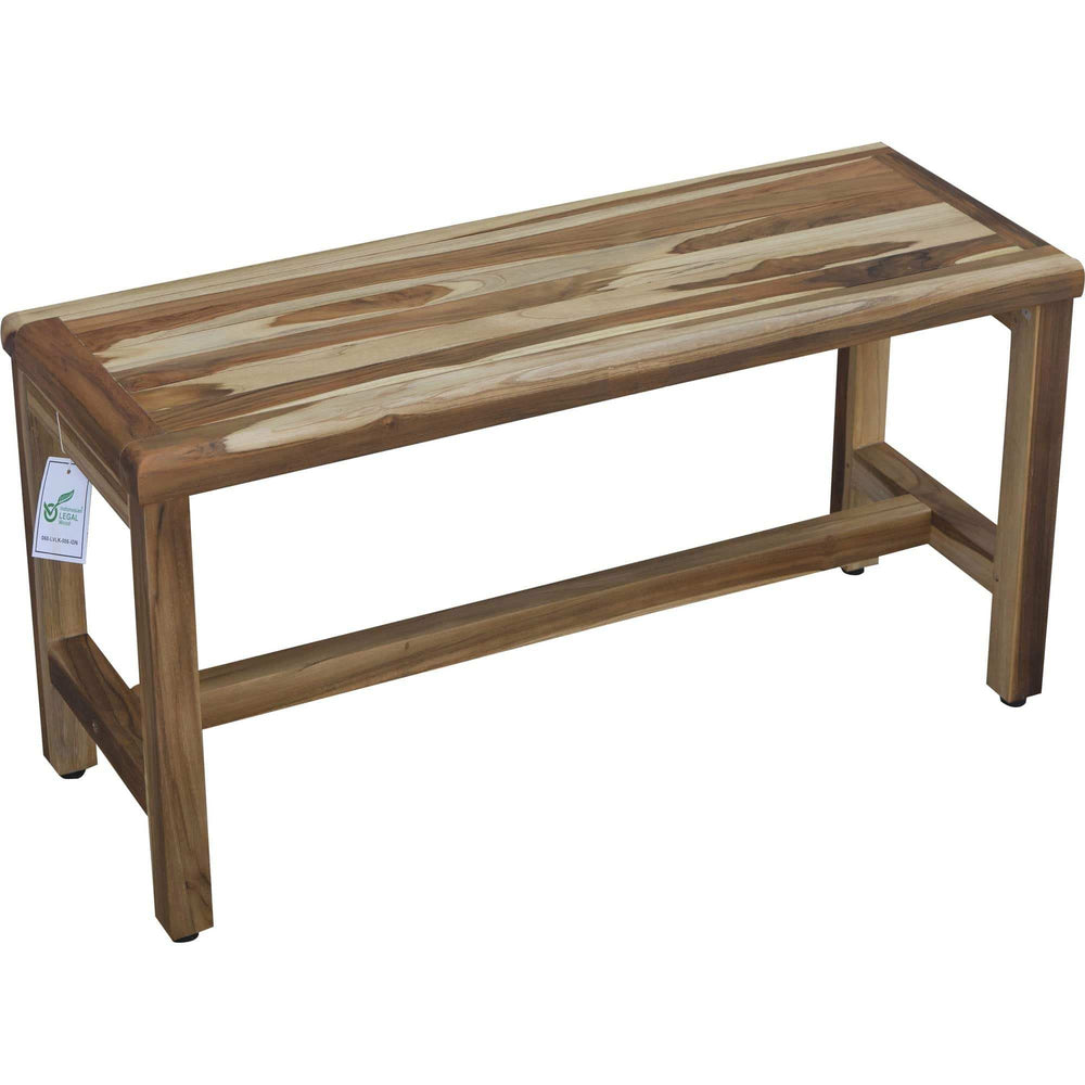 Rectangular Teak Shower Bench In Natural Finish - Homeroots - Flyclothing LLC