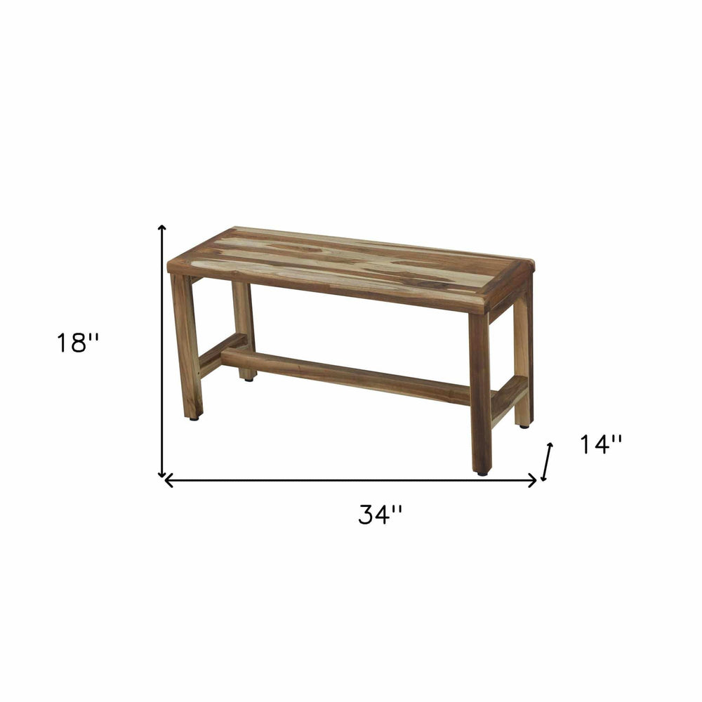 Rectangular Teak Shower Bench In Natural Finish - Homeroots - Flyclothing LLC