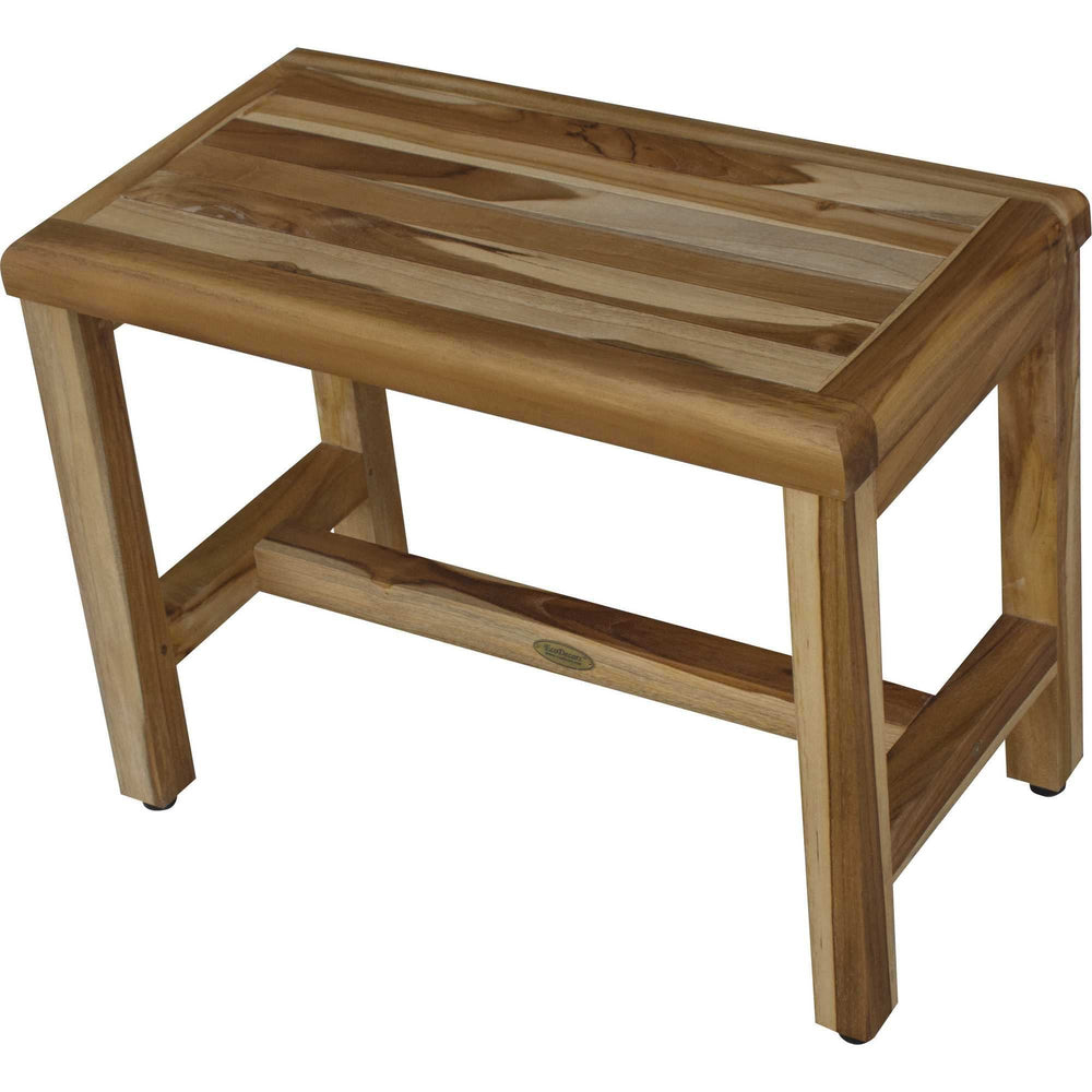 Compact Rectangular Teak Shower Outdoor Bench With Shelf In Natural Finish - Homeroots - Flyclothing LLC