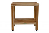 18" Contemporary Teak Shower Stool Or Bench With Shelf In Natural Finish - Homeroots - Flyclothing LLC