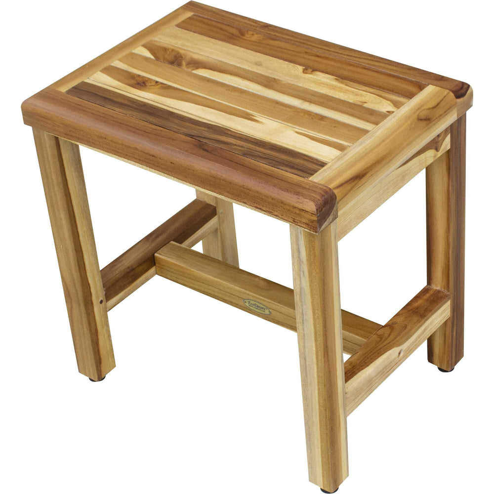 Compact Rectangular Teak Shower Or Outdoor Bench In Natural Finish - Homeroots - Flyclothing LLC