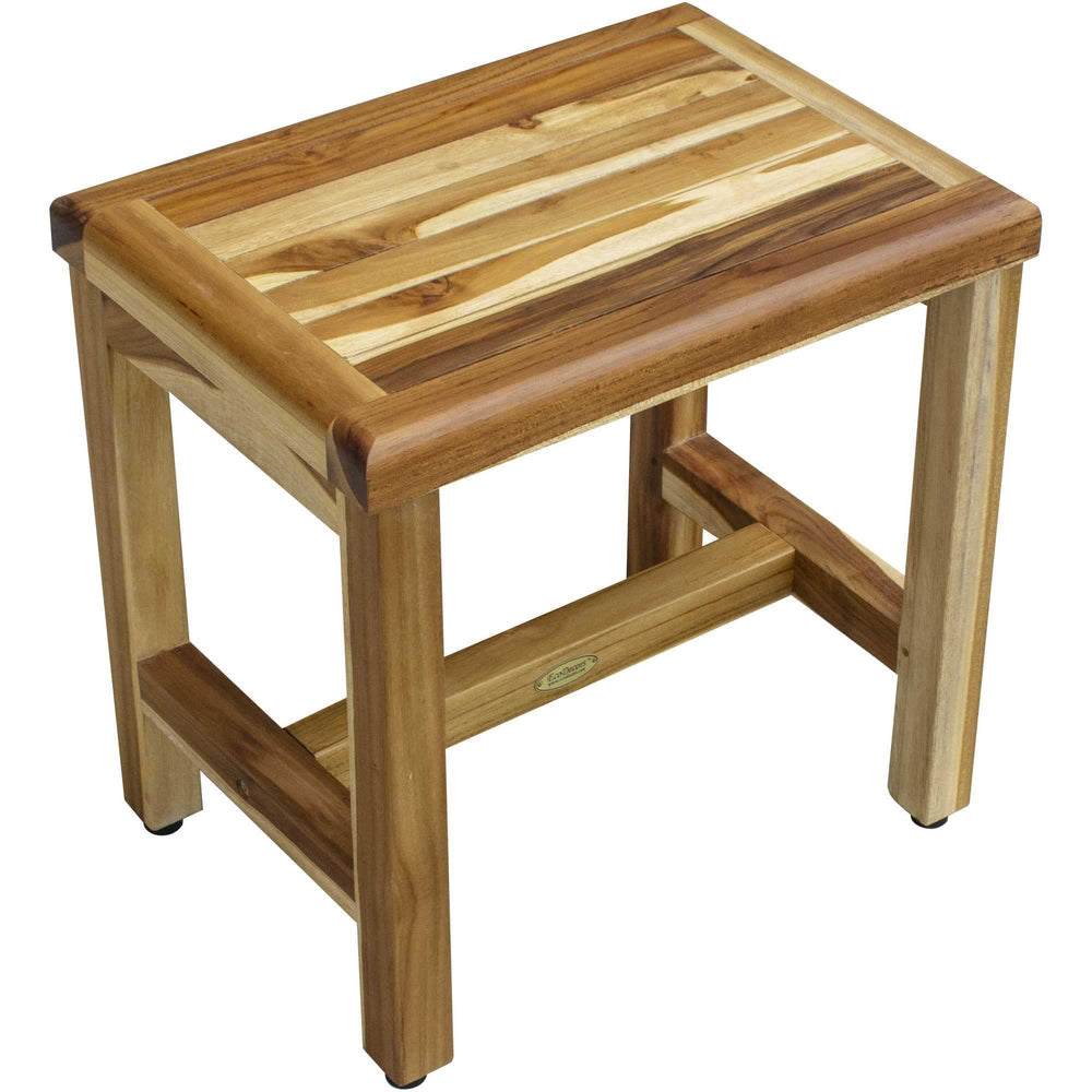 Compact Rectangular Teak Shower Or Outdoor Bench In Natural Finish - Homeroots - Flyclothing LLC