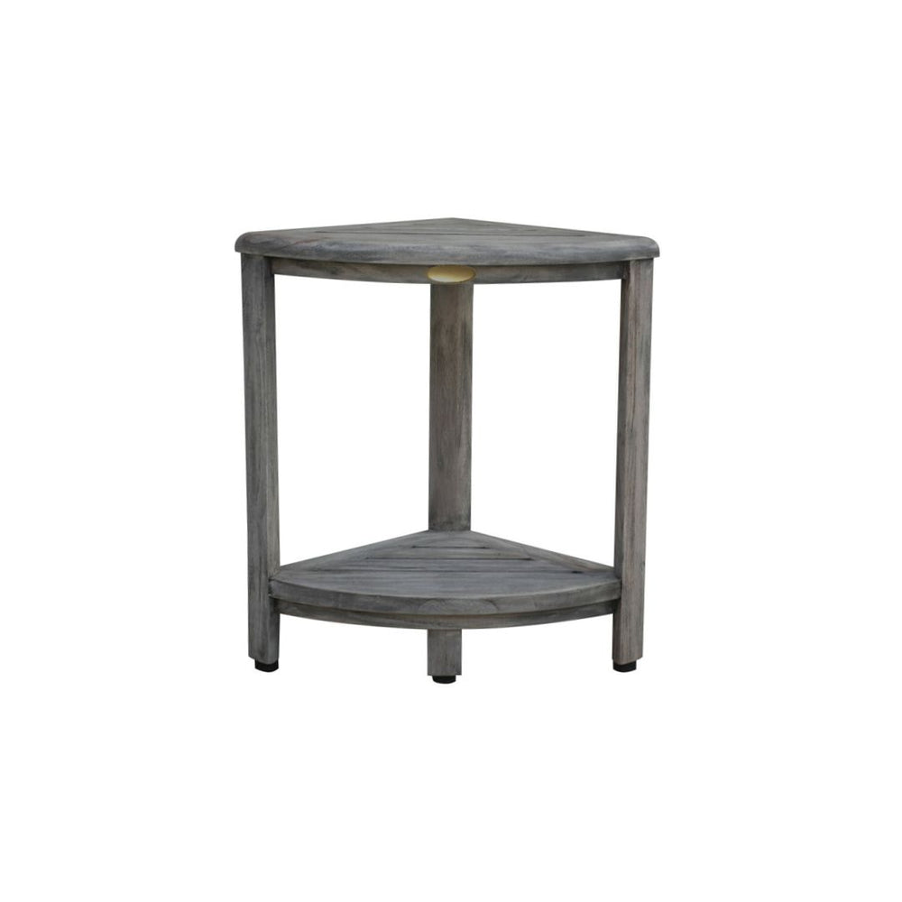 18" X 17" Antiqued Gray Teak Corner Shower Bench - Homeroots - Flyclothing LLC