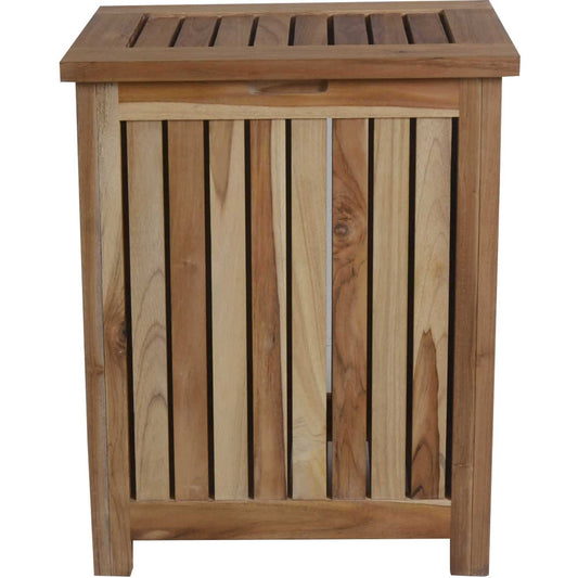 Compact Teak Laundy Storage With Removable Bag In Natural Finish - Homeroots - Flyclothing LLC