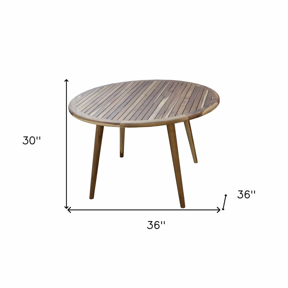 36" Natural Rounded Solid Wood Outdoor Dining Table - Homeroots - Flyclothing LLC