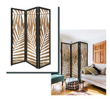 3 Panel Room Divider With Tropical Leaf Design - Homeroots - Flyclothing LLC