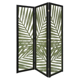 67" Green Solid WoodFolding Three Panel Screen Room Divider - Homeroots