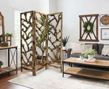 Rustic Earthy Wood Root Three Panel Room Divider Screen - Homeroots - Flyclothing LLC