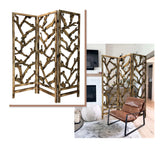 Rustic Earthy Wood Root Three Panel Room Divider Screen - Homeroots - Flyclothing LLC