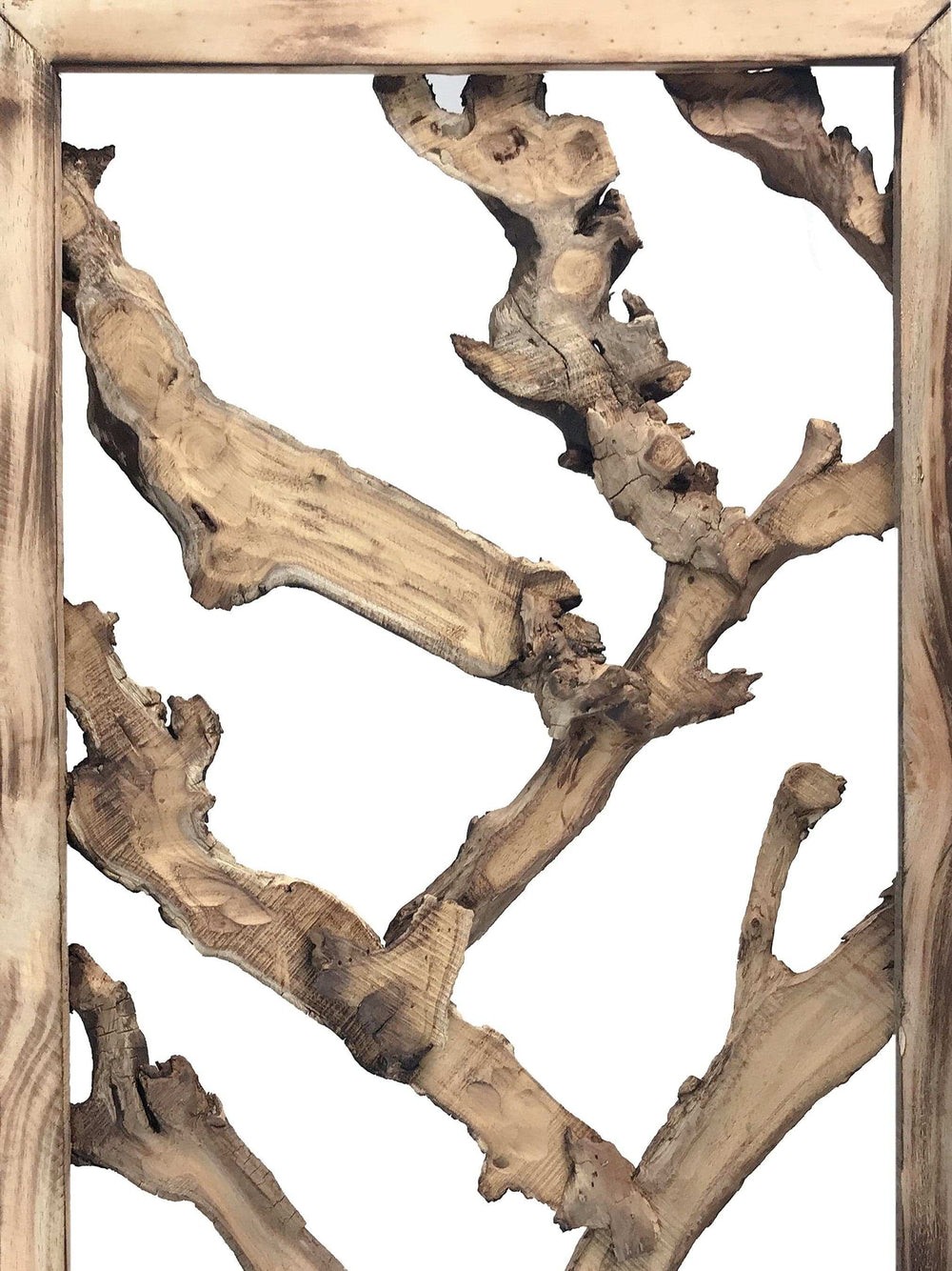 Rustic Earthy Wood Root Three Panel Room Divider Screen - Homeroots - Flyclothing LLC