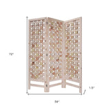 3 Panel Pink Room Divider With Cut Square Wood Design - Homeroots - Flyclothing LLC