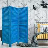 3 Panel Light Blue Shutter Screen Room Divider - Homeroots - Flyclothing LLC