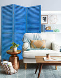 3 Panel Light Blue Shutter Screen Room Divider - Homeroots - Flyclothing LLC