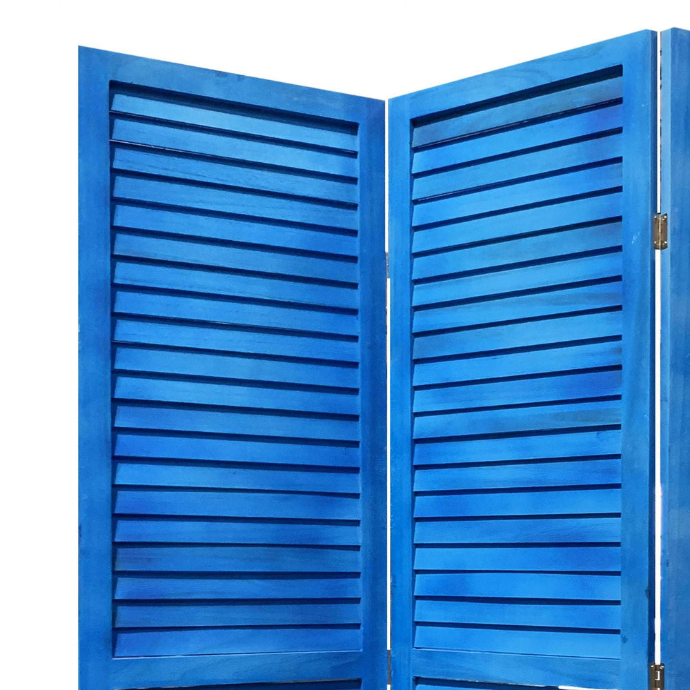 3 Panel Light Blue Shutter Screen Room Divider - Homeroots - Flyclothing LLC