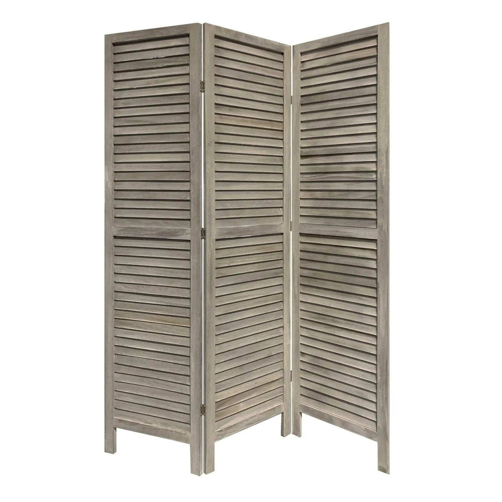 3 Panel Grey Shutter Screen Room Divider - Homeroots - Flyclothing LLC