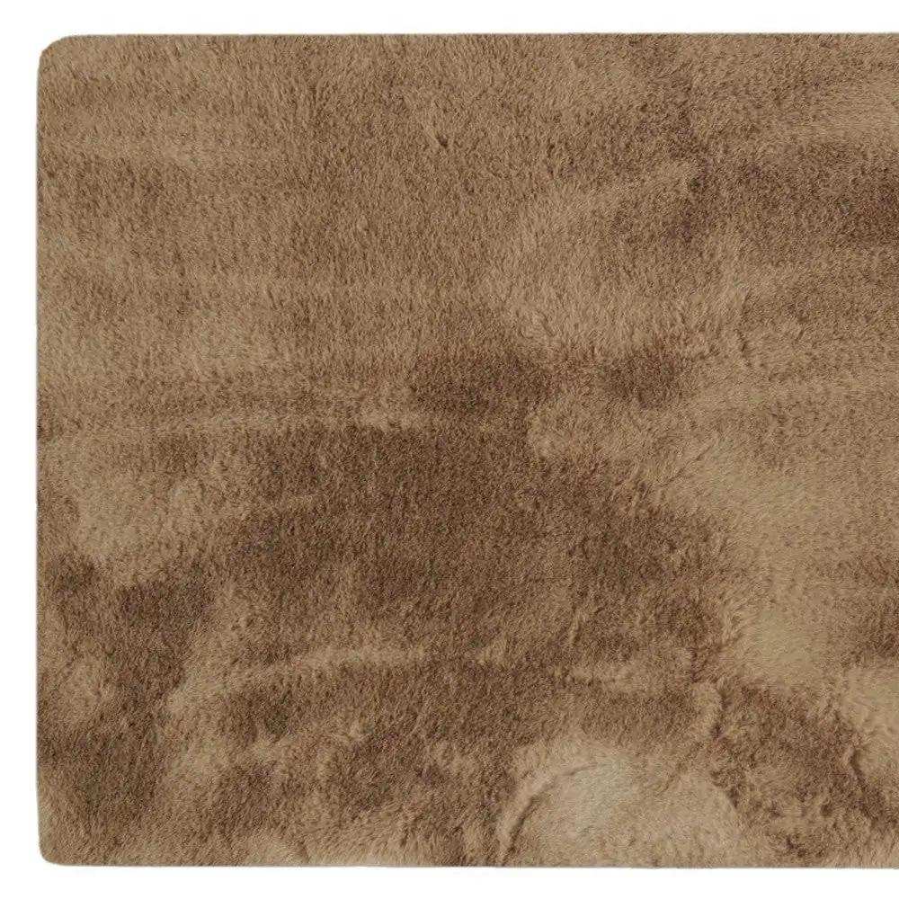 Luxe Faux Rabbit Fur Rectangular Rug 3' X 5' - Taupe - Homeroots - Flyclothing LLC