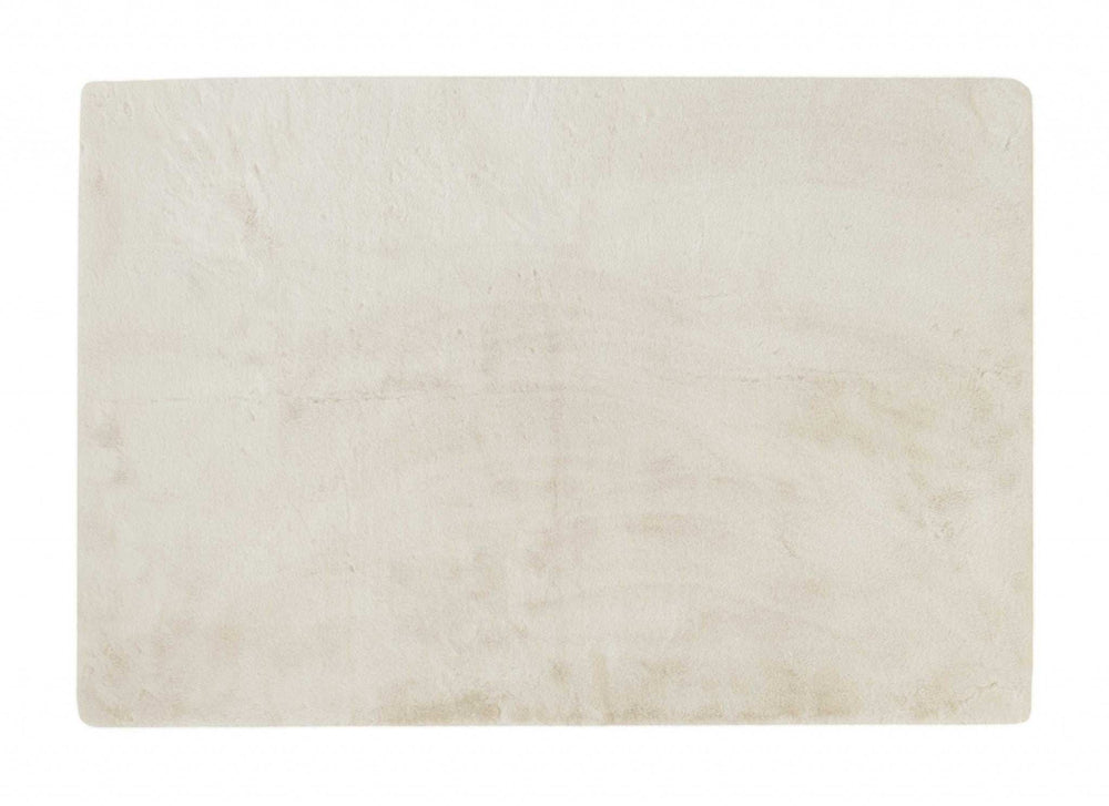 Luxe Faux Rabbit Fur Rectangular Rug 5' X 8' - Ivory - Homeroots - Flyclothing LLC