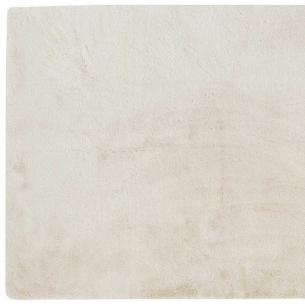 Luxe Faux Rabbit Fur Rectangular Rug 5' X 8' - Ivory - Homeroots - Flyclothing LLC
