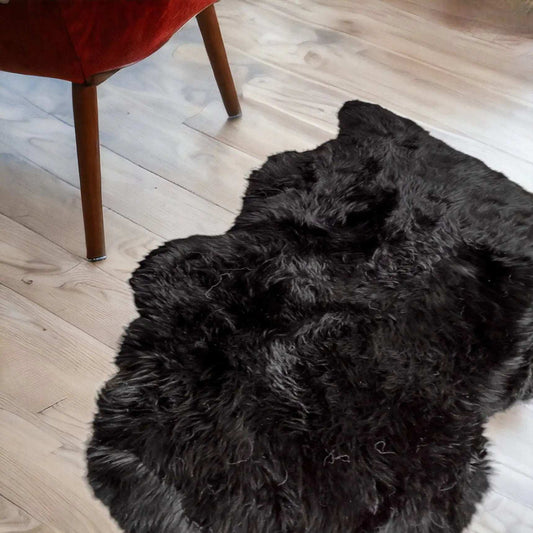 2' X 3' Black New Zealand Natural Sheepskin Rug - Homeroots - Flyclothing LLC