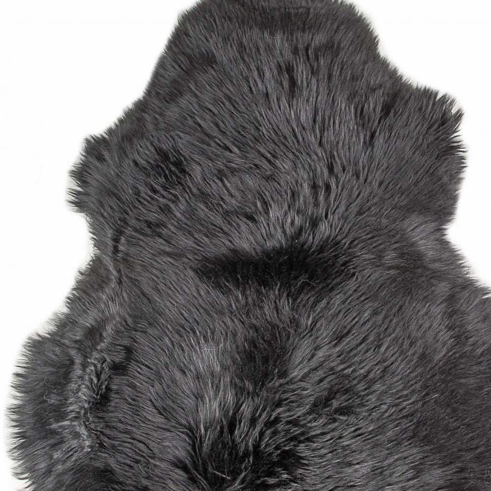 2' X 3' Black New Zealand Natural Sheepskin Rug - Homeroots - Flyclothing LLC