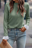 Lace Detail Round Neck Long Sleeve T-Shirt - Trendsi - Flyclothing LLC