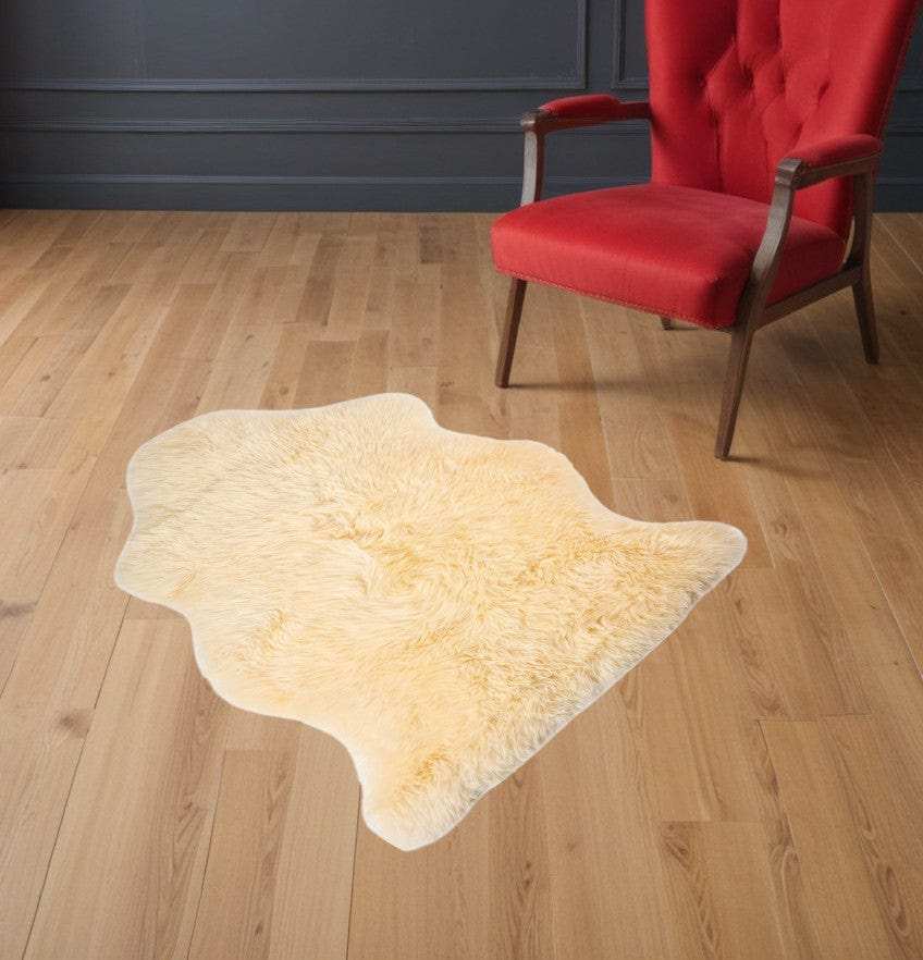 2' X 3' Cream New Zealand Natural Sheepskin Rug - Homeroots - Flyclothing LLC