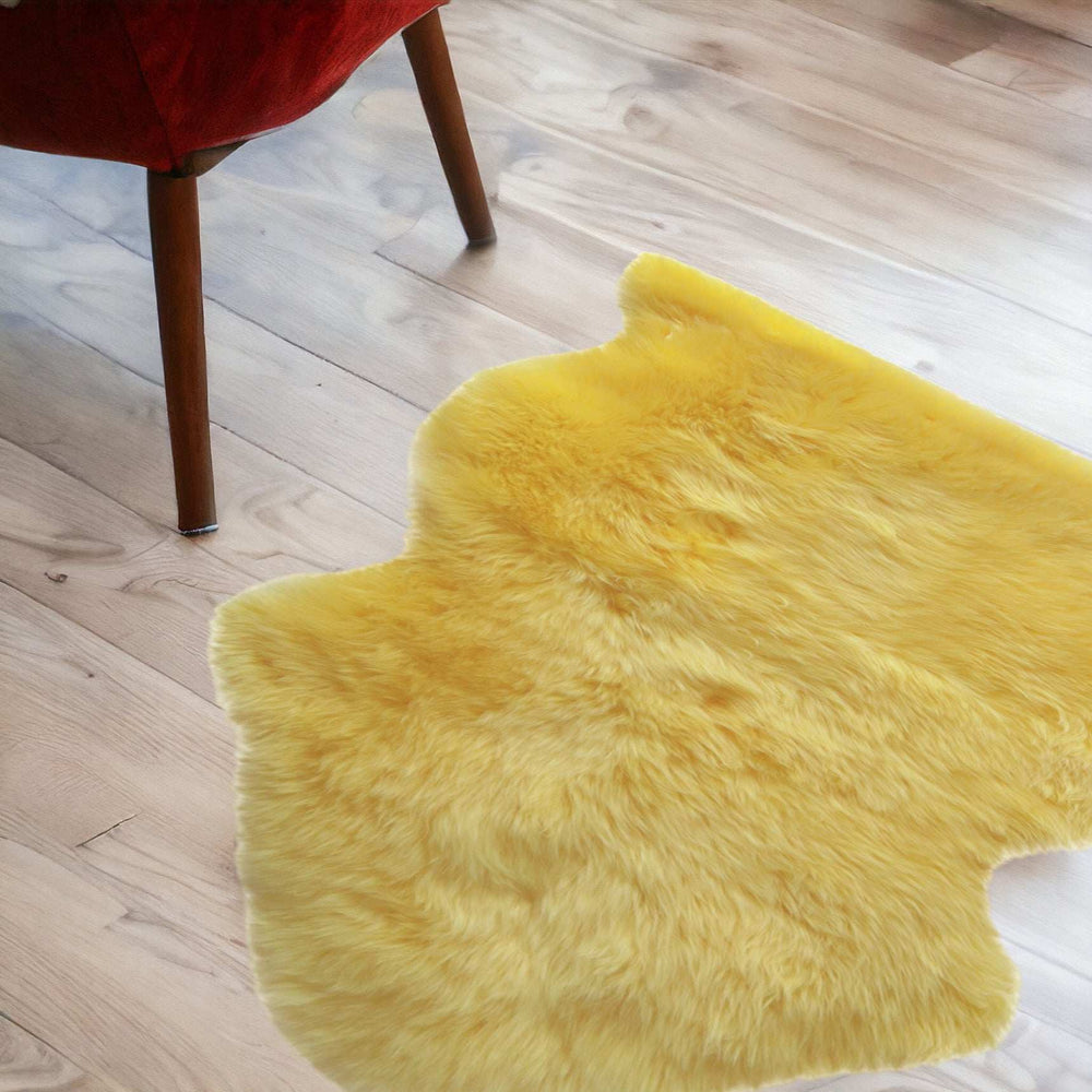 2' X 3' Yellow New Zealand Natural Sheepskin Rug - Homeroots - Flyclothing LLC