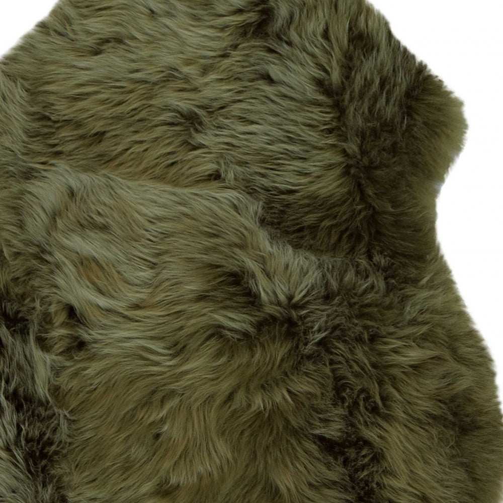 2' X 3' Khaki Green New Zealand Natural Sheepskin Rug - Homeroots - Flyclothing LLC