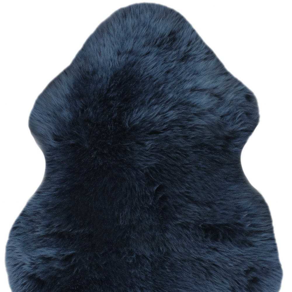 2' X 3' Navy New Zealand Natural Sheepskin Rug - Homeroots - Flyclothing LLC