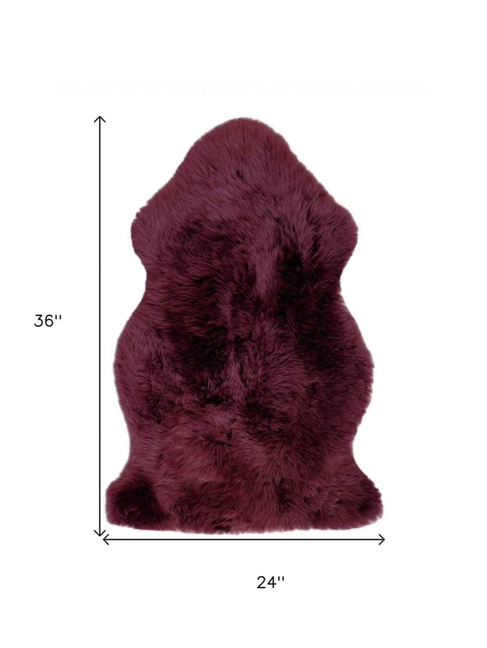 2' X 3' Burgundy New Zealand Natural Sheepskin Rug - Homeroots - Flyclothing LLC