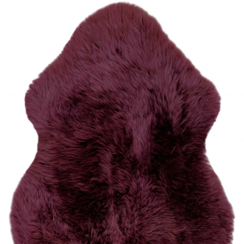 2' X 3' Burgundy New Zealand Natural Sheepskin Rug - Homeroots - Flyclothing LLC