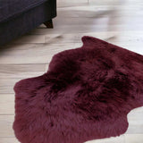 2' X 3' Burgundy New Zealand Natural Sheepskin Rug - Homeroots - Flyclothing LLC