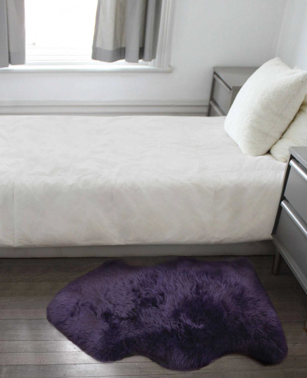 2' X 3' Purple New Zealand Natural Sheepskin Rug - Homeroots - Flyclothing LLC