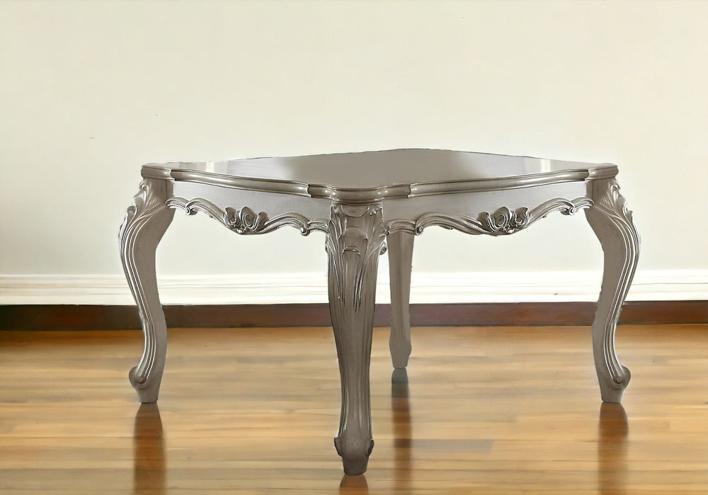 55" Antiqued White Solid Wood And Solid Manufactured Wood Dining Table - Homeroots - Flyclothing LLC