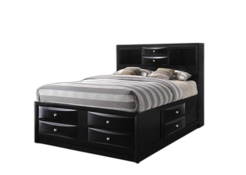 Black Multii-Drawer Wood Platform King Bed With Pull Out Tray - Homeroots - Flyclothing LLC